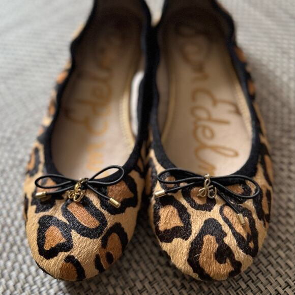 Sam Edelman Felicia Leopard Print Calf Hair Ballet Flat 6.5W Tan Black Cheetah - Picture 3 of 7